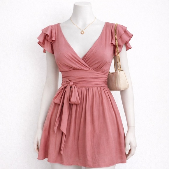 NWOT Musette Ruffle Shoulder Wrap Dress - Picture 3 of 9